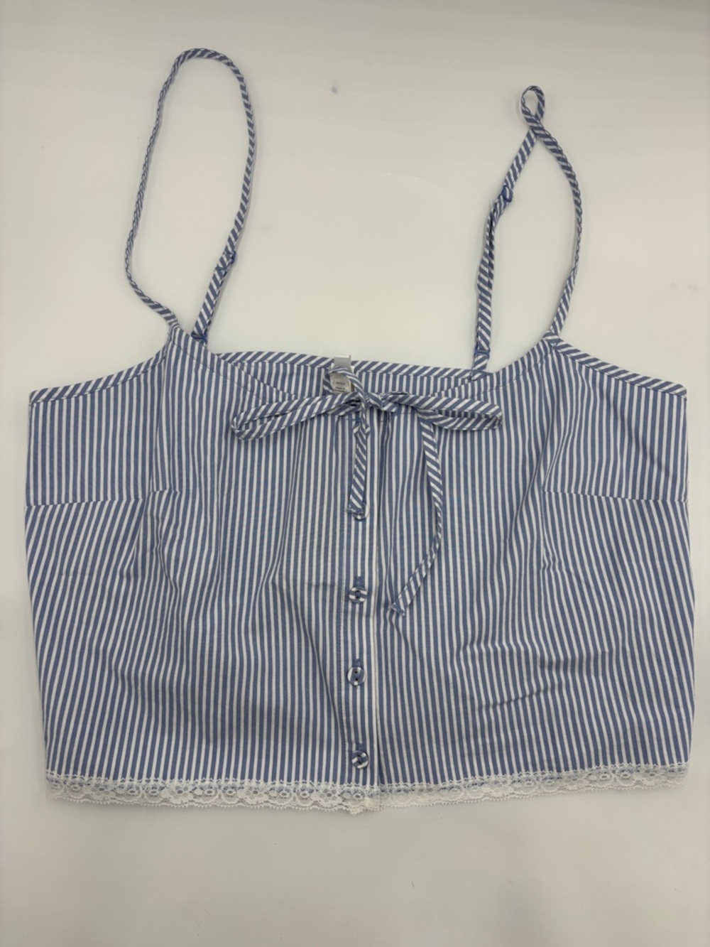 SKIMS Crop Poplin Sleep Camisole in Cadet Stripe